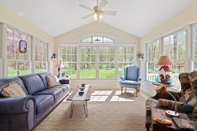 5225 Bent Oak Hwy, Adrian, MI 49221 - sunroom featuring baseboards, french doors, and lofted ceiling