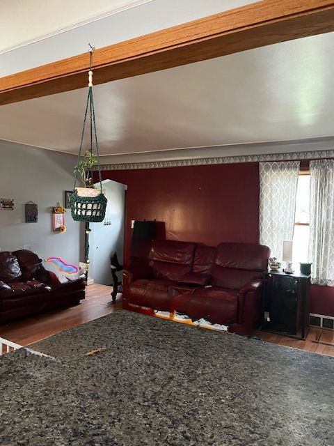 living room with wood finished floors