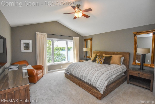 841 Hurley Dr, Howell, MI 48843 - bedroom with carpet, lofted ceiling, ceiling fan, and baseboards