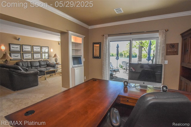 841 Hurley Dr, Howell, MI 48843 - office with crown molding and carpet