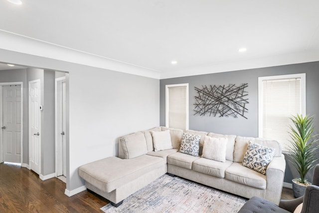 5125 Curtis St, Dearborn, MI 48126 - living room featuring wood finished floors, recessed lighting, and baseboards