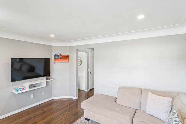 5125 Curtis St, Dearborn, MI 48126 - living room with dark wood-style floors, baseboards, and recessed lighting