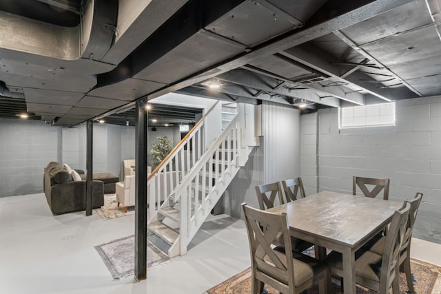 5125 Curtis St, Dearborn, MI 48126 - dining room featuring stairway and finished concrete flooring