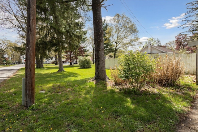 view of yard with fence