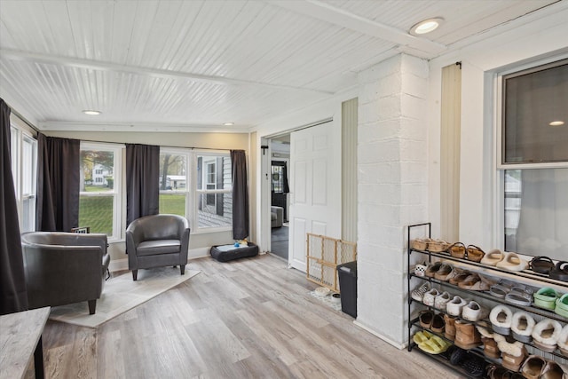 interior space with recessed lighting and wood finished floors