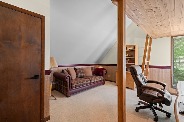 4943 Canyon Oaks Dr, Brighton, MI 48114 - carpeted office with a wainscoted wall and lofted ceiling