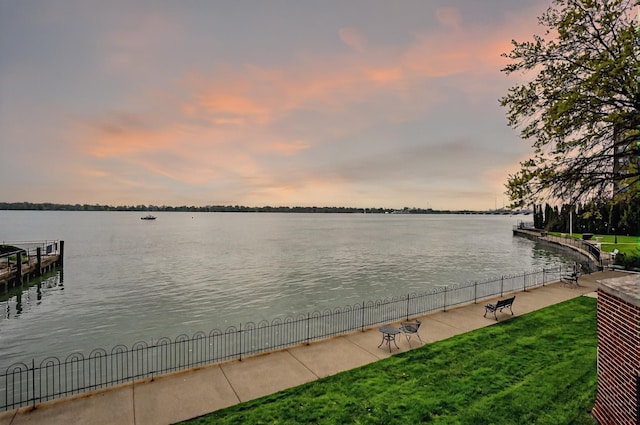 8162 E Jefferson Ave Unit 16A, Detroit, MI 48214 - water view with fence and a dock