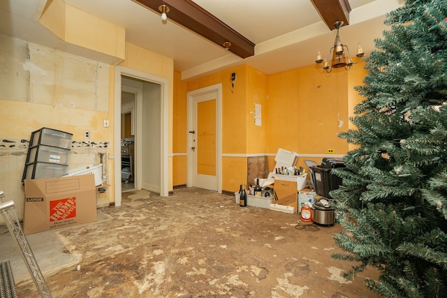 8162 E Jefferson Ave Unit 16A, Detroit, MI 48214 - miscellaneous room featuring a chandelier and beamed ceiling