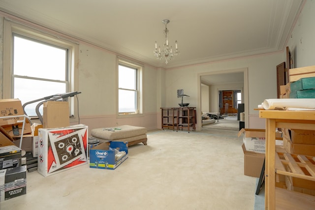 8162 E Jefferson Ave Unit 16A, Detroit, MI 48214 - bedroom featuring a chandelier and crown molding