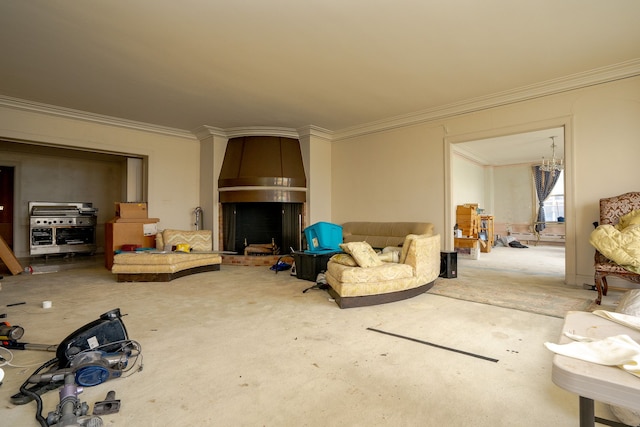 8162 E Jefferson Ave Unit 16A, Detroit, MI 48214 - carpeted living room featuring crown molding