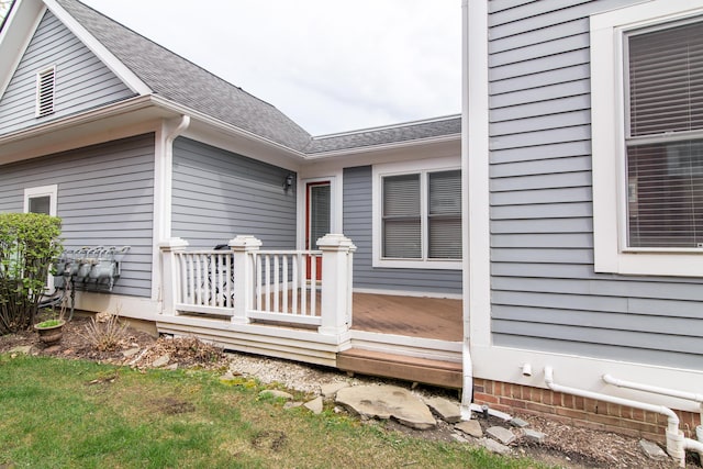 438 Filmore St, Canton, MI 48188 - exterior space featuring roof with shingles and a wooden deck