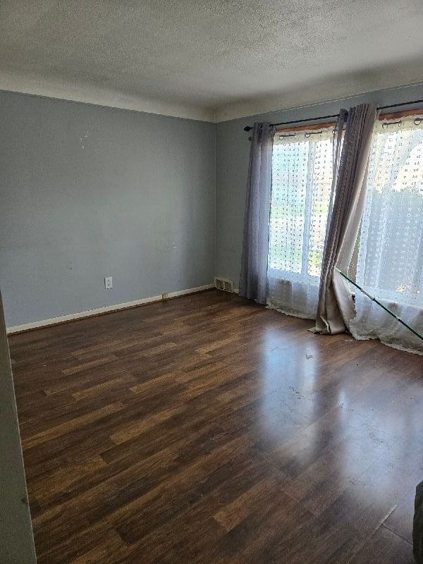 19000 Rosetta Ave, Eastpointe, MI 48021 - empty room featuring healthy amount of natural light, wood finished floors, a textured ceiling, and baseboards