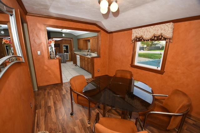 56193 Murray St, Mattawan, MI 49071 - dining area featuring ornamental molding and wood finished floors