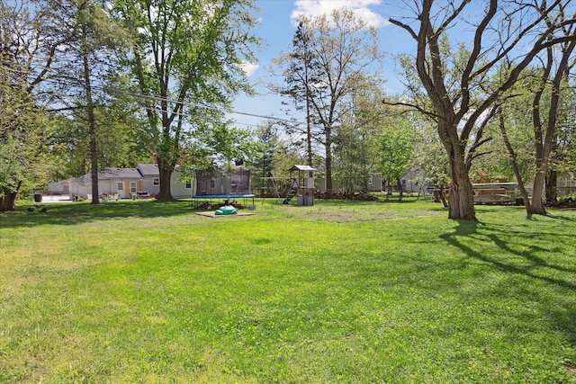 11389 Gold Arbor Rd, Plymouth, MI 48170 - view of grassy yard with a trampoline and a playground