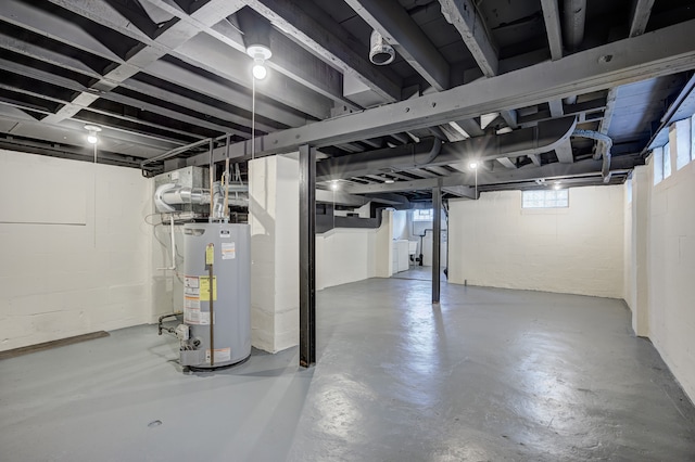 below grade area with water heater