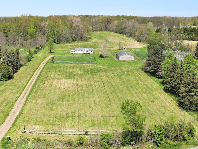bird's eye view with a rural view