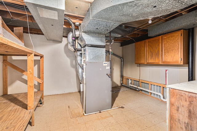 unfinished basement with light floors