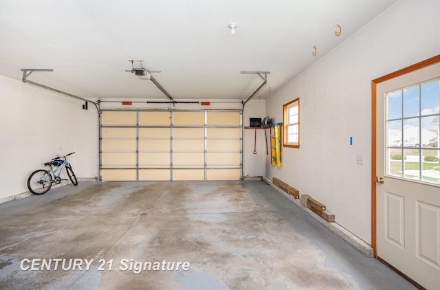 garage with a garage door opener