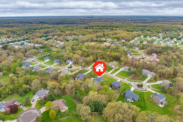 5849 Gavin Ln, Kalamazoo, MI 49009 - birds eye view of property featuring a residential view and a wooded view