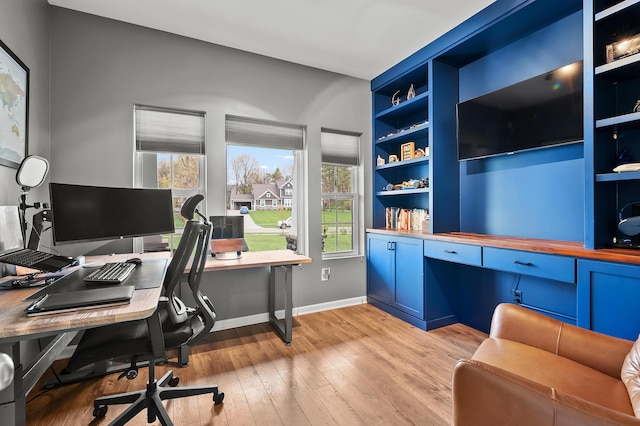 5849 Gavin Ln, Kalamazoo, MI 49009 - office area with built in study area, light wood-style flooring, and baseboards