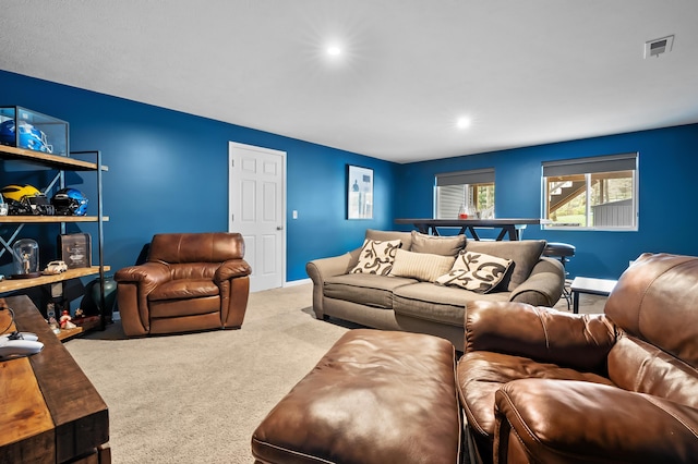 5849 Gavin Ln, Kalamazoo, MI 49009 - living area with baseboards, recessed lighting, visible vents, and carpet