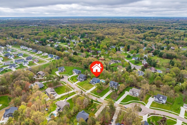 5849 Gavin Ln, Kalamazoo, MI 49009 - birds eye view of property with a wooded view and a residential view