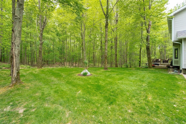 4217 Phillips Rd, Metamora, MI 48455 - view of grassy yard with a deck and a view of trees