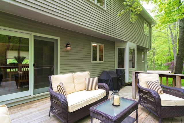 4217 Phillips Rd, Metamora, MI 48455 - wooden terrace with an outdoor hangout area and area for grilling
