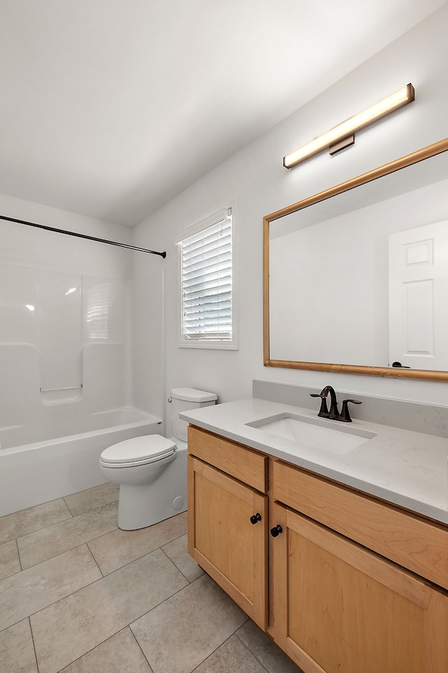4125 Newton Rd, Commerce Twp, MI 48390 - full bathroom with toilet, tile patterned floors, vanity, and shower / bath combination