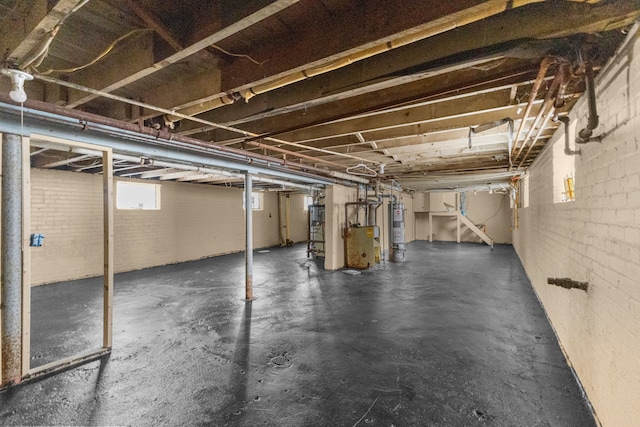 basement featuring water heater