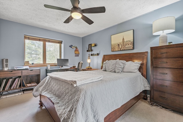 6480 Scenic Pines Ct, Clarkston, MI 48346 - carpeted bedroom with a textured ceiling and ceiling fan