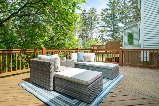 6480 Scenic Pines Ct, Clarkston, MI 48346 - wooden terrace with an outdoor hangout area