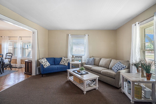 living room featuring plenty of natural light