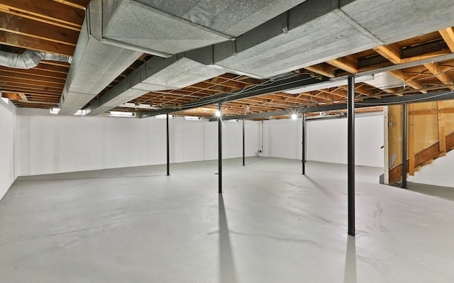 unfinished below grade area with stairway