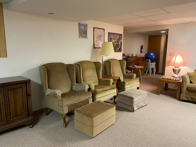 living area with carpet floors