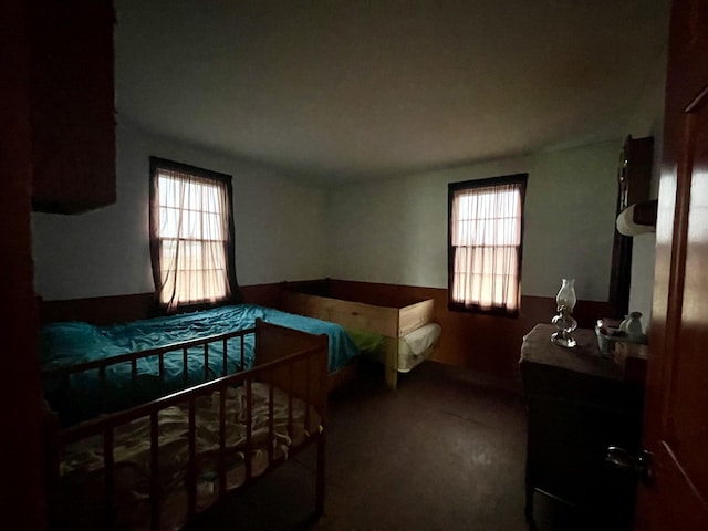5671 Blair Rd, Reading, MI 49274 - carpeted bedroom featuring a wainscoted wall and multiple windows