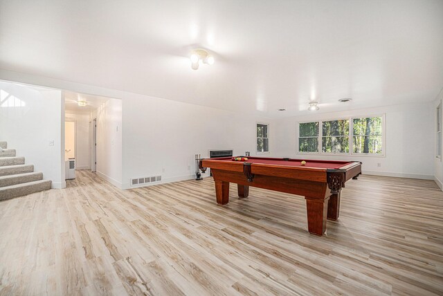 44811 Paw Paw Rd, Paw Paw, MI 49079 - recreation room with light wood-style floors, visible vents, baseboards, and pool table