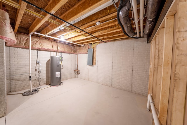 26015 E Huron River Dr, Flat Rock, MI 48134 - unfinished basement featuring water heater and electric panel
