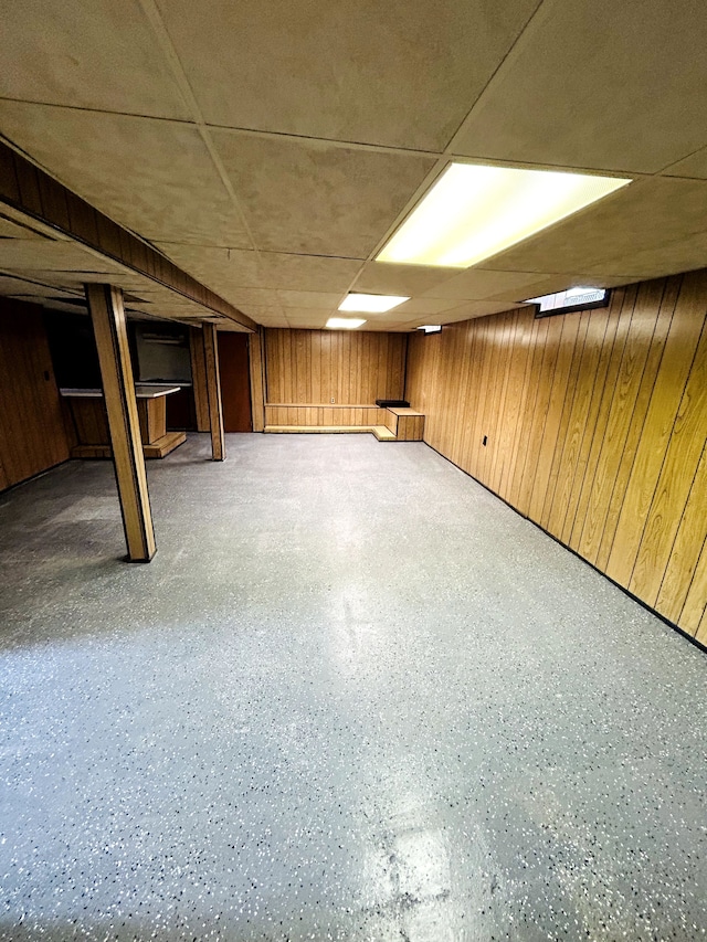 30101 Matthew St, Westland, MI 48186 - finished below grade area featuring a drop ceiling and wood walls