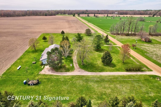 bird's eye view with a rural view