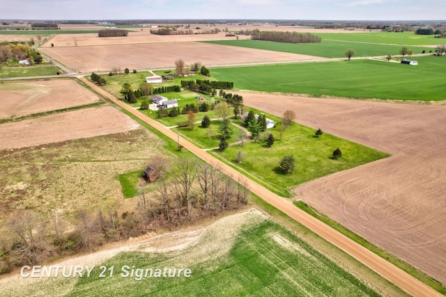 drone / aerial view with a rural view