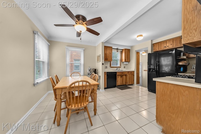 1930 N Wilson Ave, Royal Oak, MI 48073 - dining area featuring ceiling fan, baseboards, and light tile patterned floors