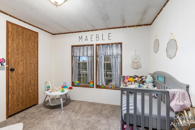 16617 W Stanton Rd, Pierson, MI 49339 - carpeted bedroom featuring crown molding and a textured ceiling