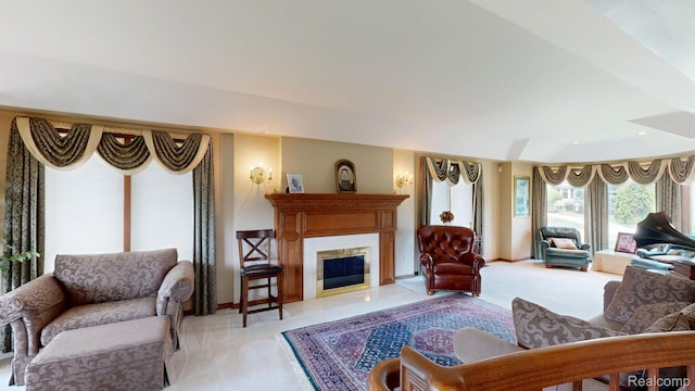 1947 Maplewood Ave, Bloomfield Hills, MI 48302 - living area featuring a fireplace and light carpet