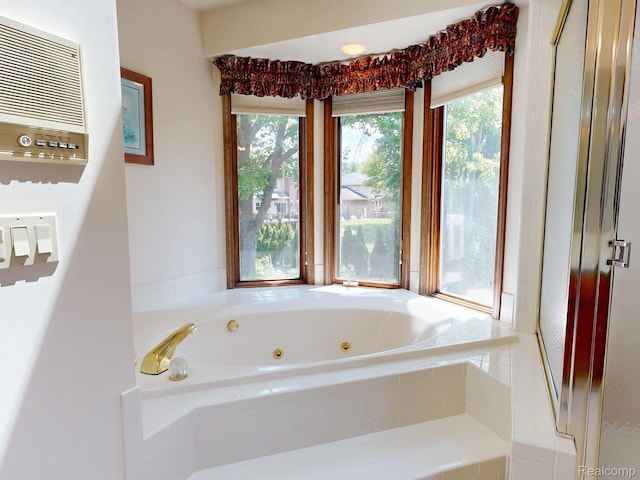 1947 Maplewood Ave, Bloomfield Hills, MI 48302 - bathroom with a tub with jets and a shower stall