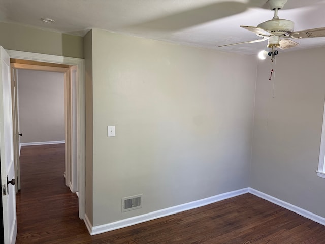 609 Buckingham Ave, Flint, MI 48507 - spare room featuring dark wood-type flooring, baseboards, and ceiling fan