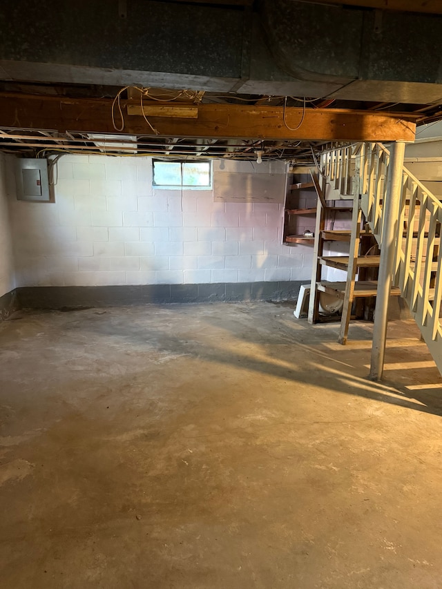 609 Buckingham Ave, Flint, MI 48507 - basement featuring stairway and electric panel