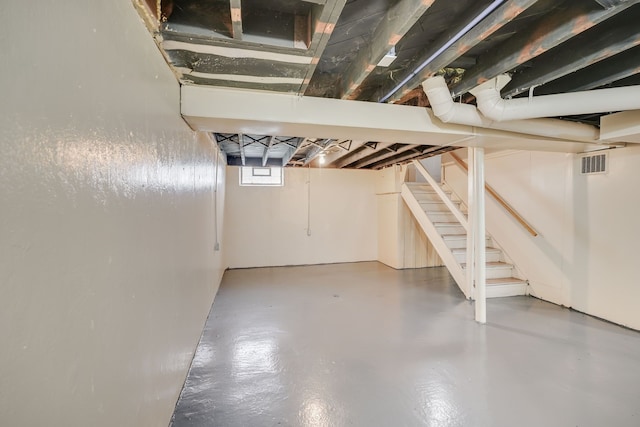 below grade area featuring stairway