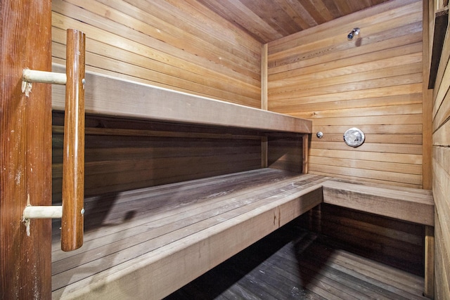 relaxing sauna with wood walls