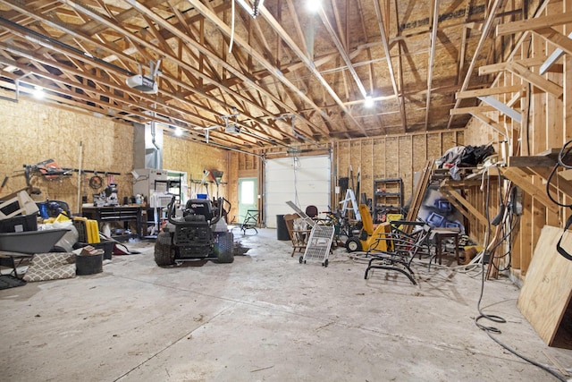 garage with a garage door opener